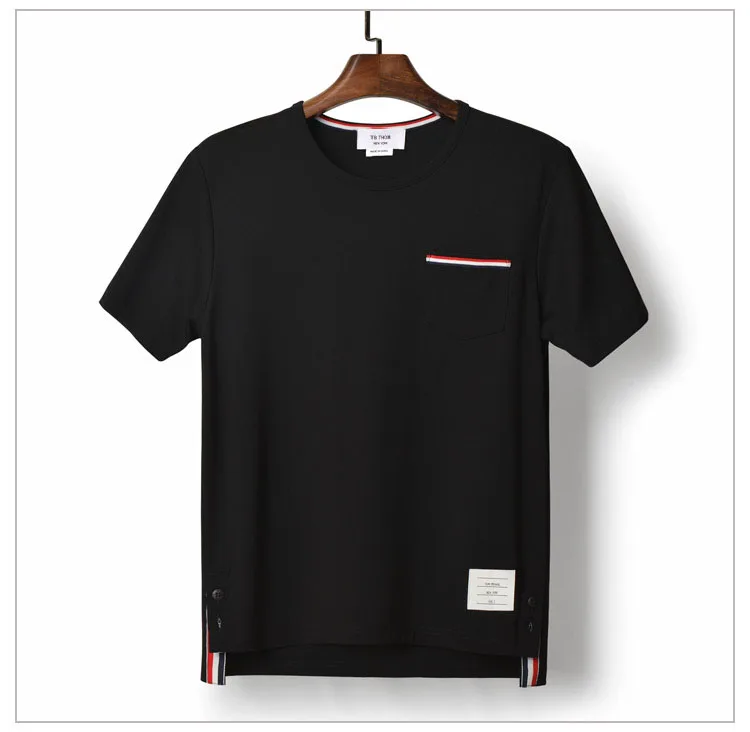 Модная брендовая футболка для мужчин и женщин, летняя однотонная хлопковая Футболка с круглым вырезом - Цвет: Черный
