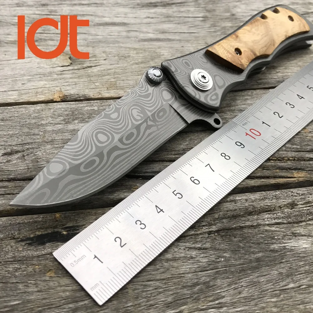 

LDT 339 Military Folding Knife 440 Blade Wood Handle Outdoor Camping Knives Tactical Huntng Pocket Survival Utility EDC Tools