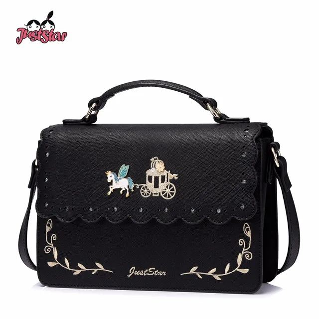 Just Star Women S Leather Handbags Las Fashion Hollow Out Flower Just Star Women S Leather Handbags Las Fashion Hollow Out Flower Tote Purse Female Embroidery Flying Horse