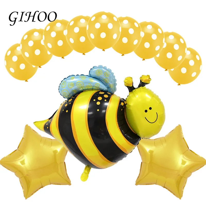 

GIHOO 13Pcs/Set Cartoon Ladybird Bee Foil Balloon Red Black Latex Ballon Birthday Party Wedding Decoration Air Balloon Kids Gift