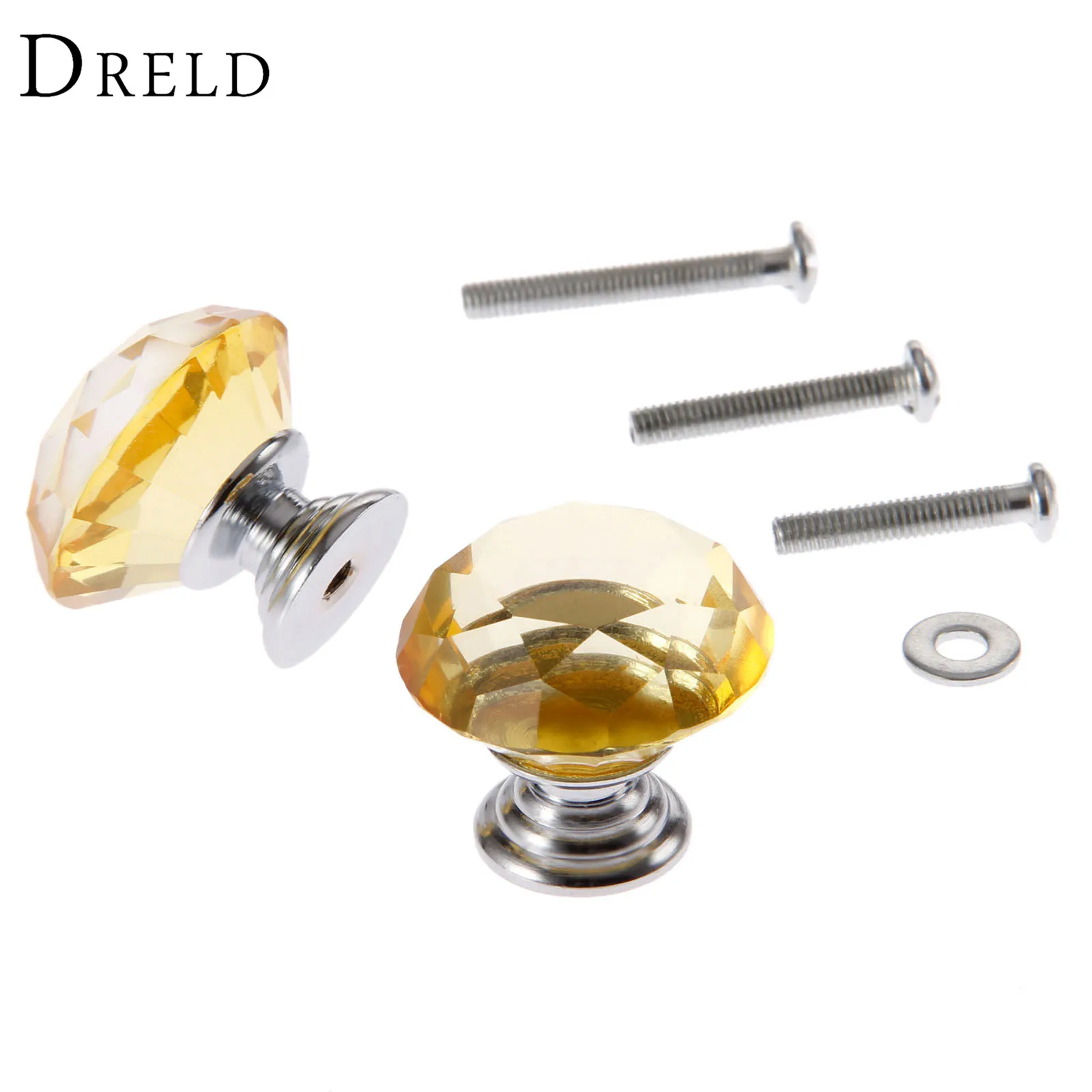 Buy DRELD 2Pcs 30mm Diamond Crystal Drawer Pulls Glass