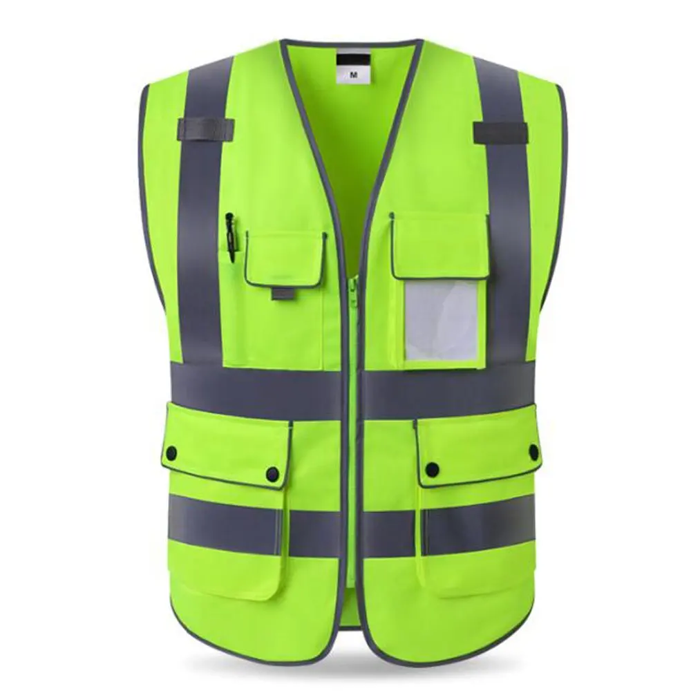 NEW Unisex High Visibility Reflective Multi Pockets Construction Safety ...