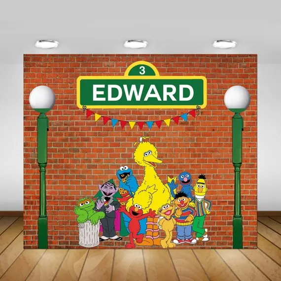 

custom happy birthday sesame street Photo Background Photography Backdrops Quality Vinyl