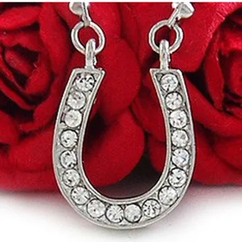 

Fast selling fashion silver plated crystal horseshoe pendant Necklaces