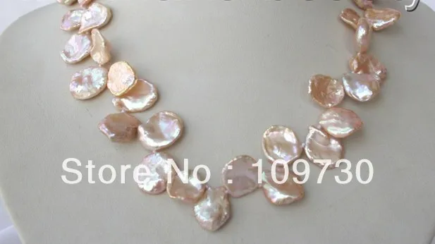 

Jewelry 0012273 stunning big 18mm baroque pink keshi reborn freshwater pearl necklace