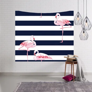 

CAMMITEVER Black White Stripes Flamingo Pink Tapestries Art Print, Wall Hanging for Bedroom Living Room Dorm Pink Green Blue