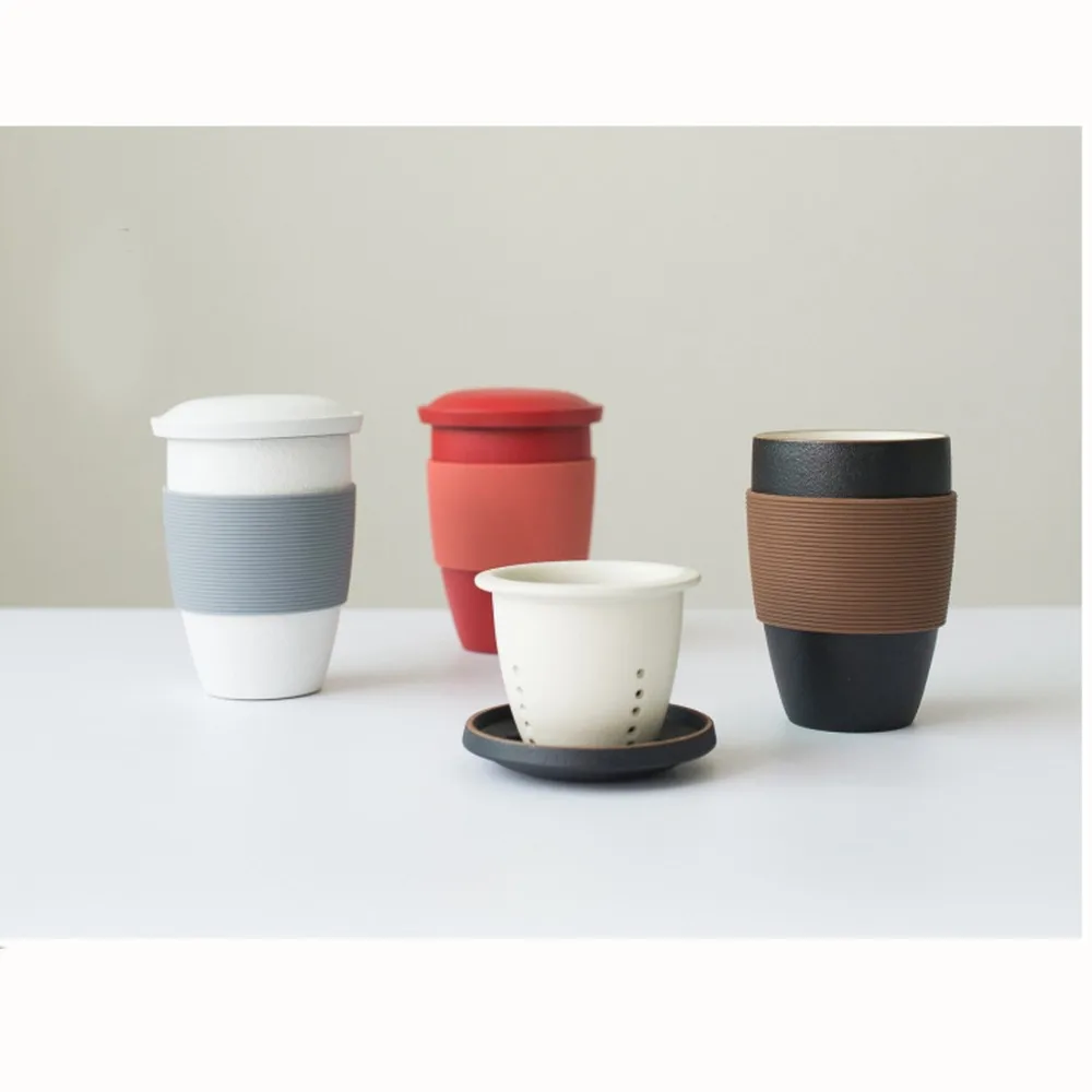 Мода 3 в 1 кружка, кружка для чая с фильтрующей сеткой, силиконовые рукава творческие керамические чашки ситечко для чая кофе фильтр посуда для напитков для подарков