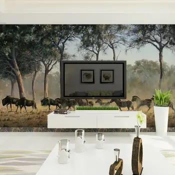 

Home Decor Wall Papers Tree Forest Animal Photo Wallpaper Mural Living Room Children's Room Self Adhesive Vinyl / Silk Wallpaper