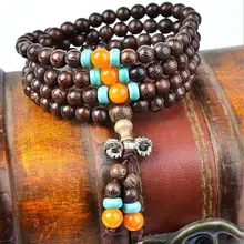 2015 Free shipping Classic 108 natural bracelets Vintage Wooden Bracelet for women felame and male Jewelry Accessories LQ