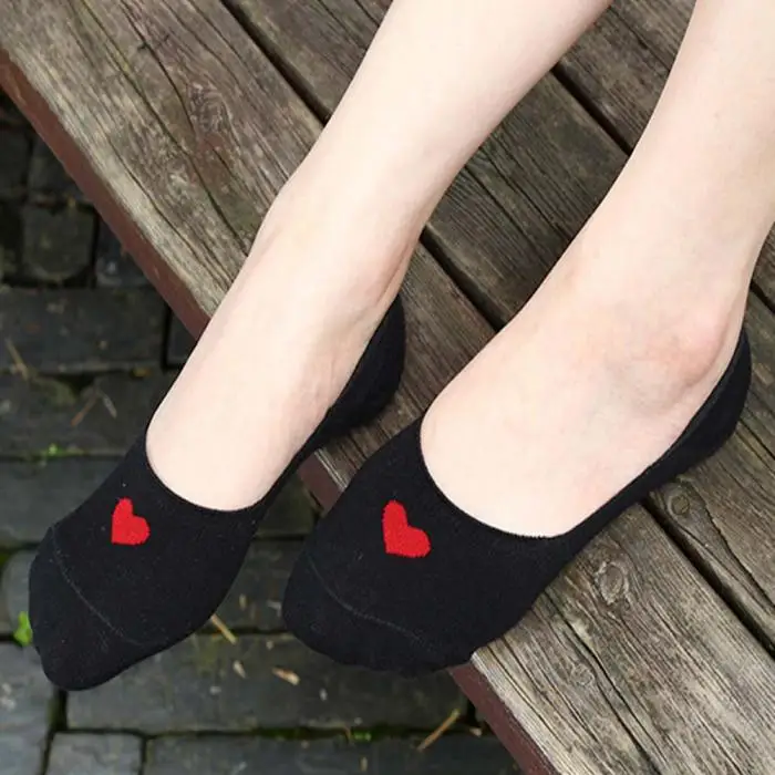 2 пары корейский весна лето невидимые женские носки Любовь Сердце нескользящий Низкий вырез удобные женские девочки короткие носки CX17