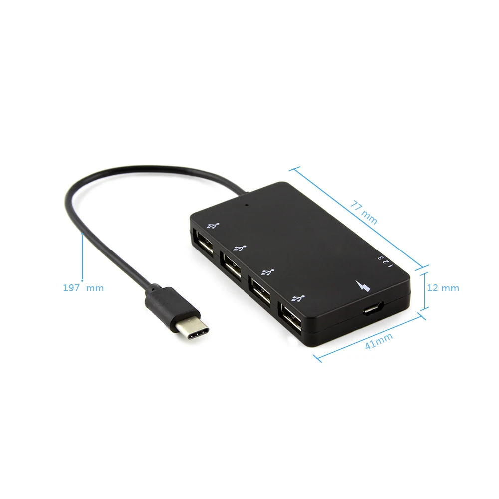 CHUYI 4 в 1 usb type C концентратор до 4 портов USB 2,0 концентратор переходник разветвитель+ OTG Micro usb зарядный порт для ноутбука планшета смартфона