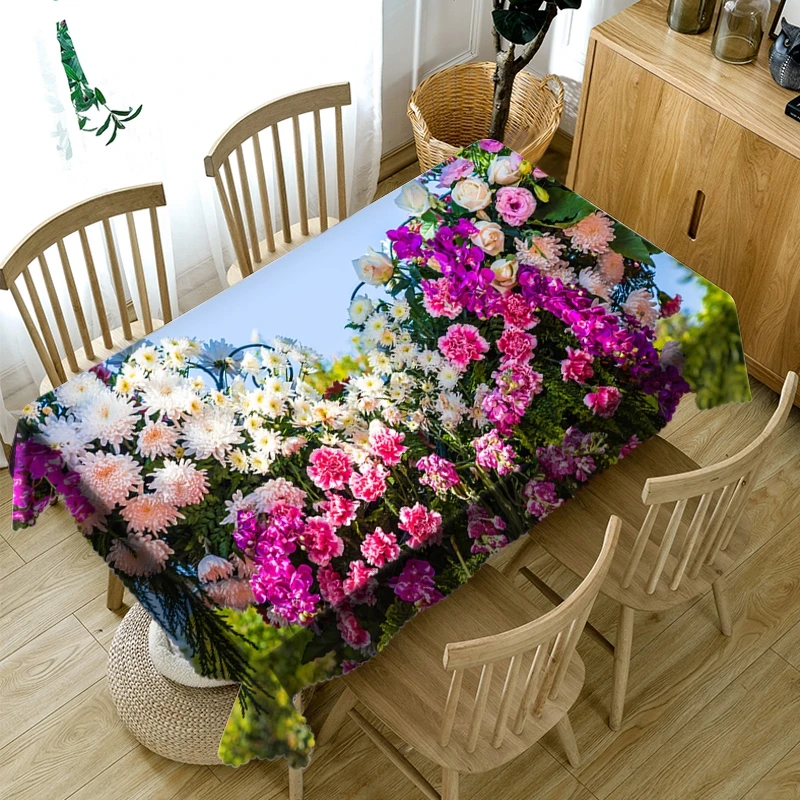 Набор цветов 3d скатерть Моющаяся Ткань Плотная хлопковая прямоугольная и Круглая Скатерть для свадьбы настраиваемый размер
