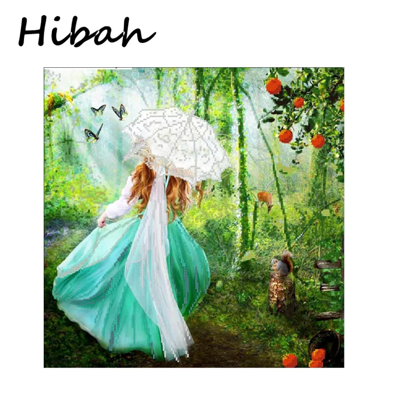 

Diamond Embroidered 5d diy Diamond Cross Stitch Dress Girl and Animal Series Round Diamond Diamond Mosaic Home Decor