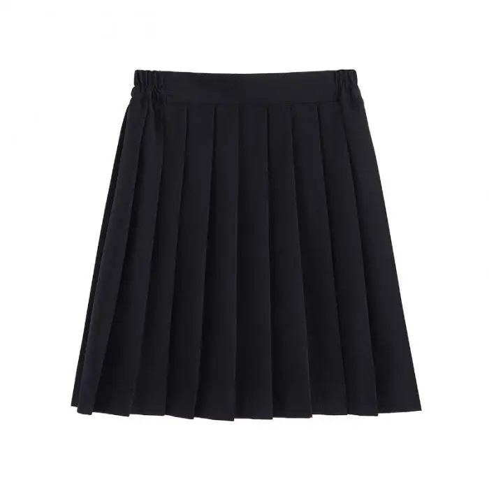Women Pleated Skirts Elastic Waist Sailor Mini School Uniform Casual Students Skirt FDC99