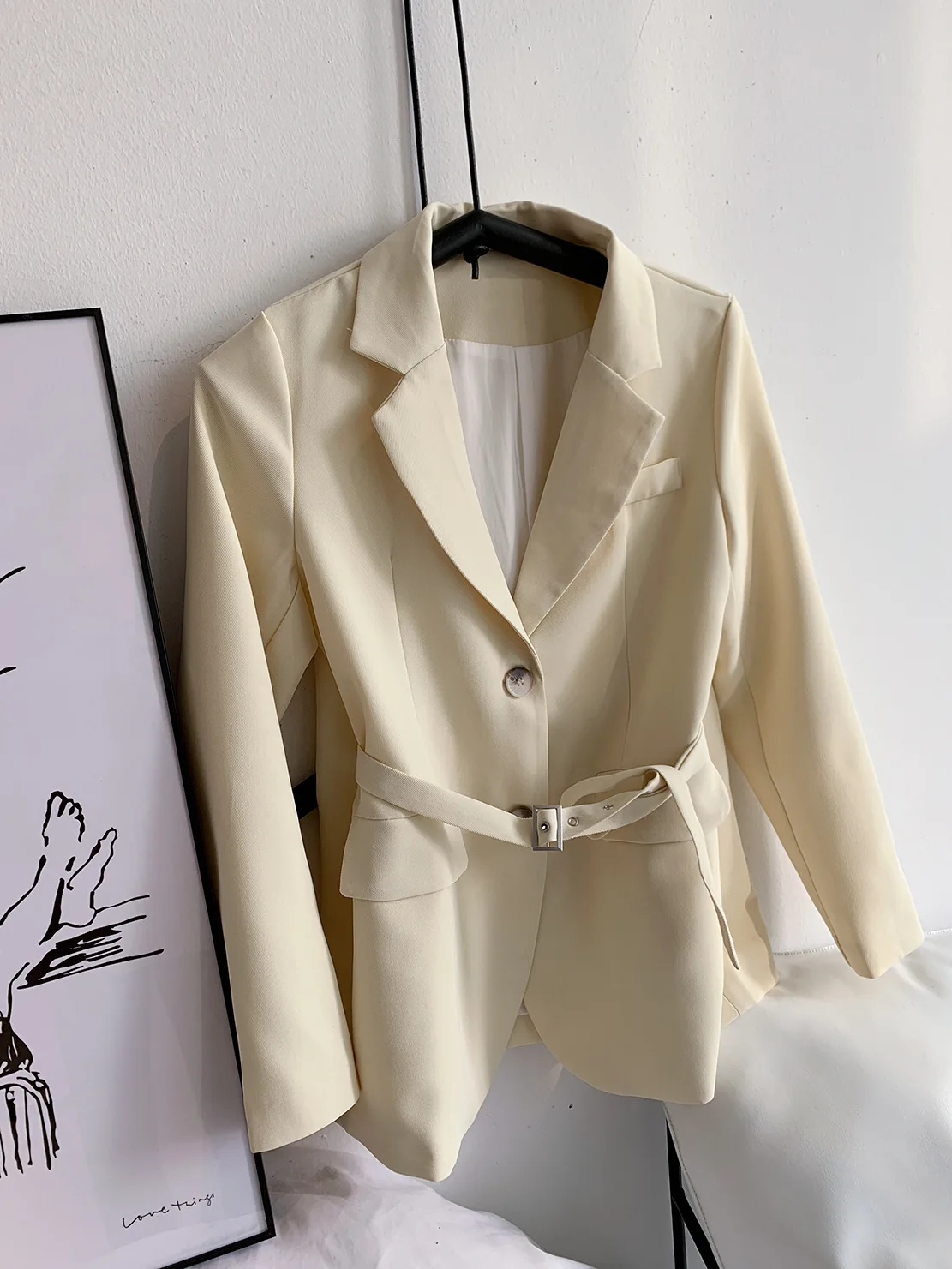2019 Women Wear Pure High Street Designer's Equestrian Belt Modeling Suit with Belt Single Breasted Women Jackets and Coats Suit