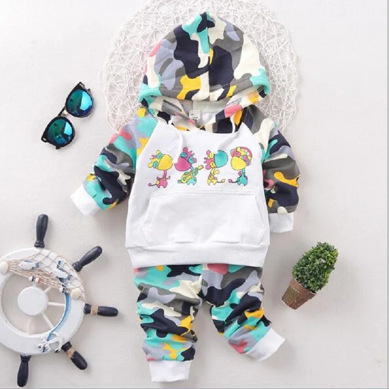 

Baby Boy Clothing Sets animal cartoon Pattern Autumn spring cotton birthday Toddler coat +Pants hat newborn Kids Clothing Suit