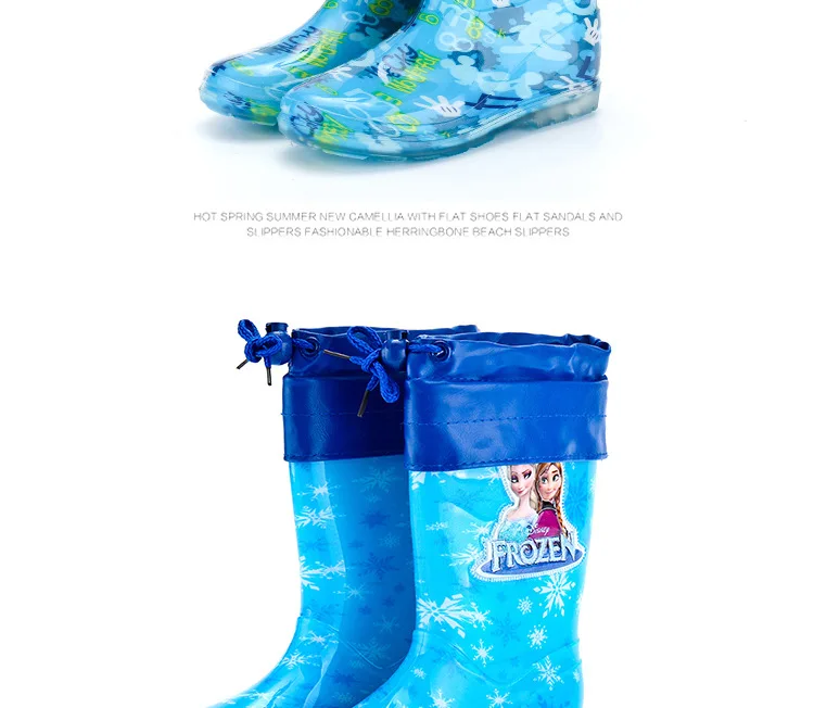 Новые детские теплые резиновые ботинки с рисунком Микки и Минни из мультфильма «Дисней»; резиновые сапоги