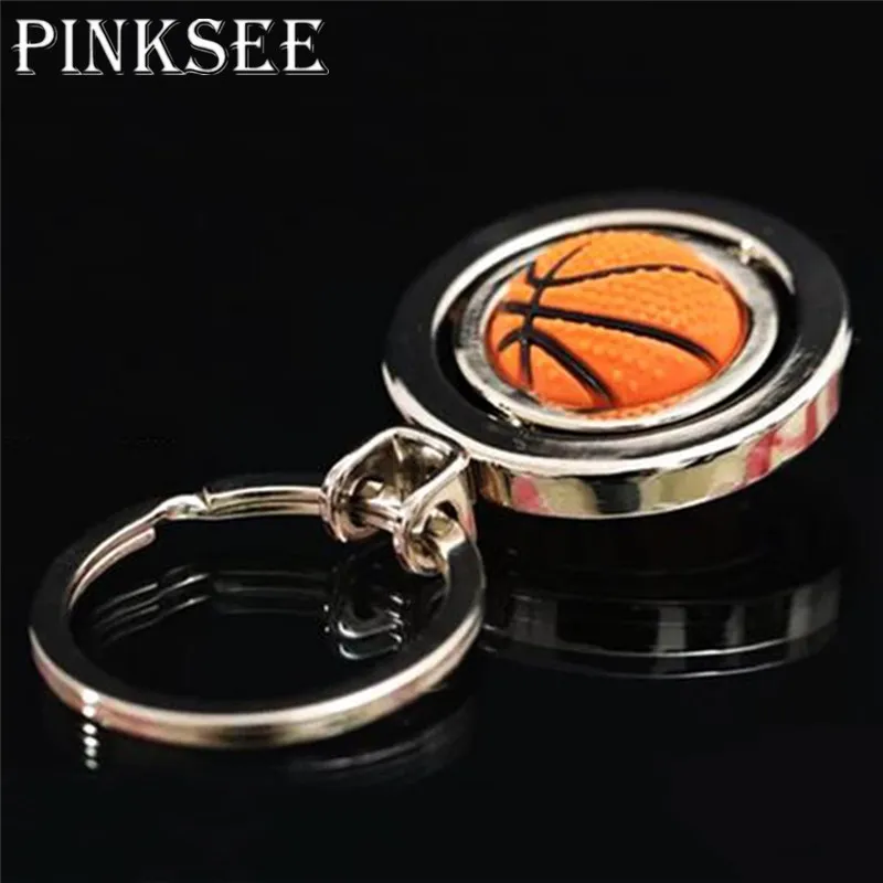 

Pinksee New Arrival 3D Sports Rotating Basketball Keychain Football Key Ring Jewelry for Unisex Kids Backpack Accessories