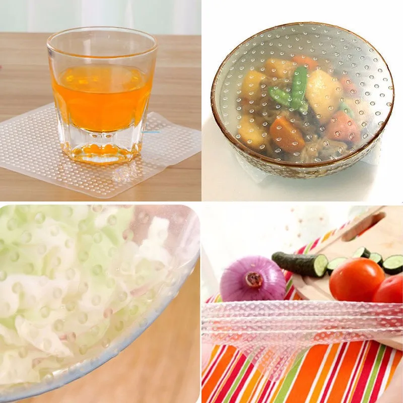 High-Quality-4Pcs-Clear-Reusable-Silicone-Food-Wraps-Seal-Cover-Stretch-Multi-functional-Food-Saran-Wrap (2)