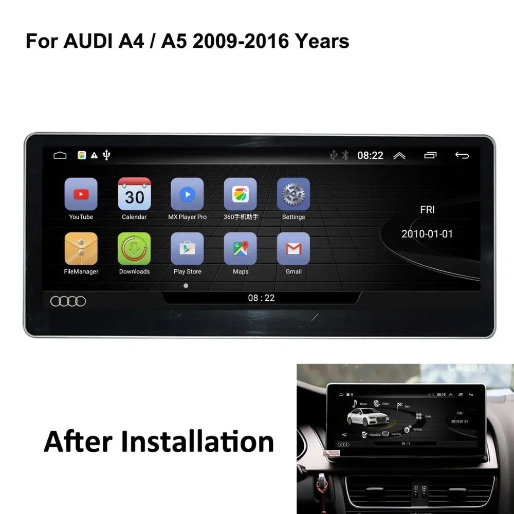 

COIKA Android 8.1 System Car Screen Player For Audi A4L B8 A5 2009-2017 GPS Navi Multimedia Stereo 2+32G RAM WIFI Google BT IPS