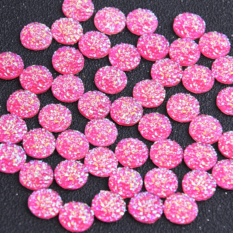 New Fashion 40pcs 12mm Mix Colors Natural Ore Style Flat Back Resin Cabochons For Bracelet Earrings Accessories