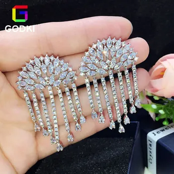 

Heavy-Metal Micro CZ Inlay Sunrise Cubic Zircon Women Engagement Earrings Studs Jewelry Party Gift