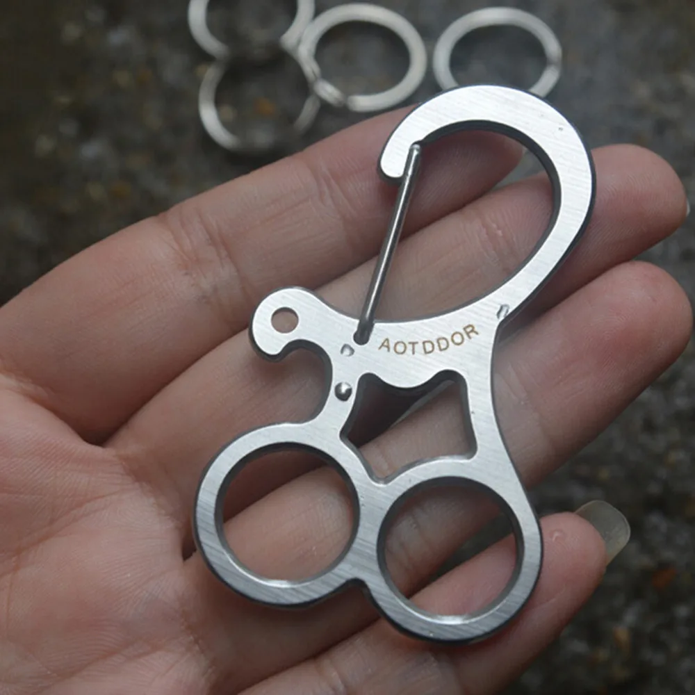 

Gmarty Outdoor Camping Tool Set Hook Buckle 4 Mini O Shape Carabiners + 1 Keychain Round Split Key Ring