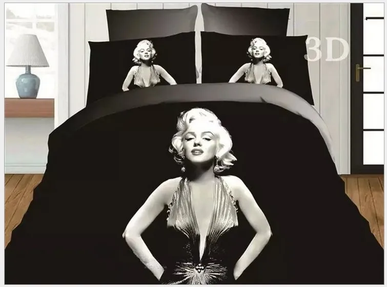 3D Marylin marilyn monroe bedding set black and white quilt duvet cover