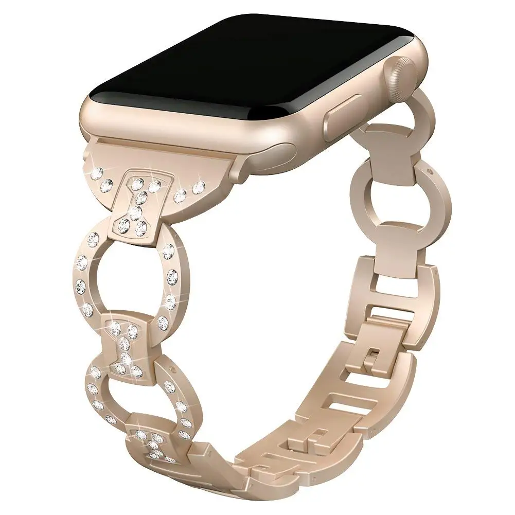 Beiziye для женщин Diamond браслет для Apple Watch группа 38 мм 40 42 44 iWatch серии 4 3 2 1 нержавеющая сталь ремешок часов