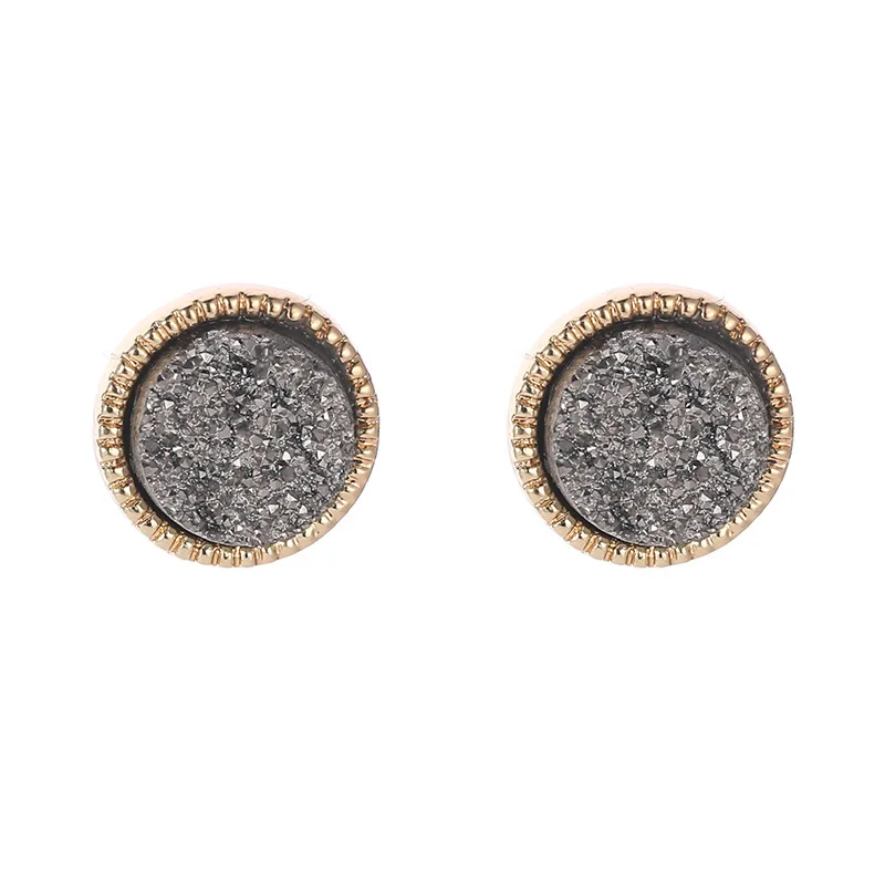 Druzy Drusy Stud Earrings Mini Resin Round Stud Fashion Famous Brand Designer Jewelry Gold Stud