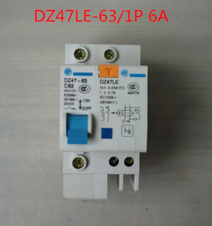 

DZ47LE 6A earth leakage circuit breaker 1P C6 230V earth leakage protection circuit breaker switch family