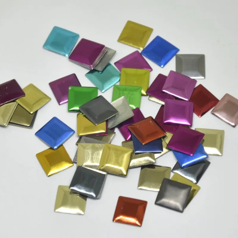 

100 pcs/lot Square Iron-on Hotfix Aluminum Metalic With Adhesive Hot Drilling DIY Clothes/Garment Accessories