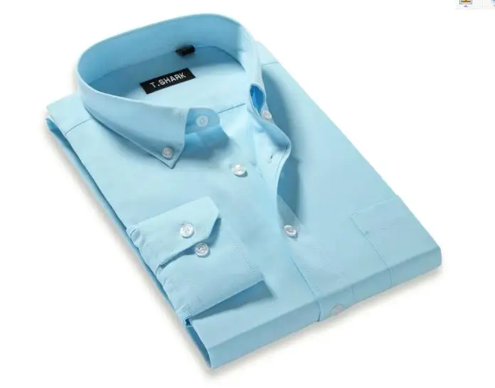 T. Акула MDNJ-XXX Для мужчин на пуговицах однотонный приталенный крой Синий Повседневные платья рубашки мужские рубашки с длинным рукавом Стильная деловая мужская рубашка - Цвет: MDNJ009