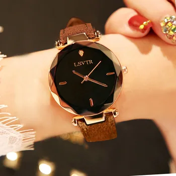 

1 Pcs Women Student Wrist Quartz Watch Round Dial PU Strap Adjustable for Business Women's Clock LXH