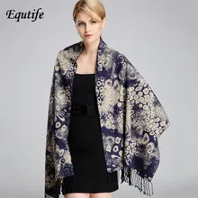National Style Women Scarf Thick Leopard Shawl Large Pashmina With Tassel Winter Keep Warm Shawl Female Scarves