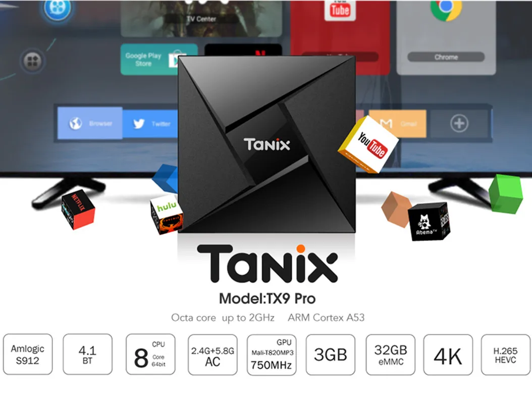 

Tanix TX9 Pro Smart TV Box Android 7.1 Amlogic S912 Octa-Core Bluetooth 4.1 Box 3G 32G 1000M Set Top Box 4K HDMI Media Player