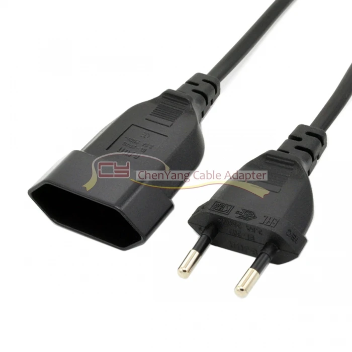 

1pcs/European EU 2 Prong VDE Male to Female Power Extension Cord Cable 1m for PC Computer PDU UPS