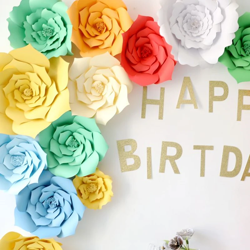 

20cm DIY Paper flowers for photo backdrops home decor Wedding Birthday Paper Flowers Template Tutorial Party Decoration 2pc/pack