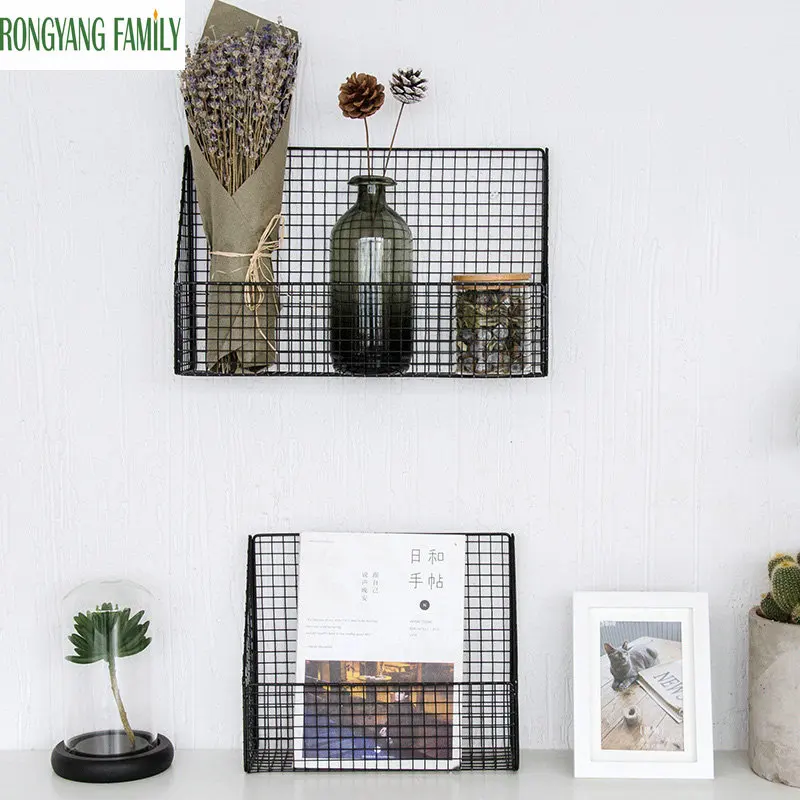 

Wrought Iron Hanging Storage Rack Bedroom Wall Cosmetics Toy Organizer Shelf Creative Office Desk Sundries Snack Storage Holders