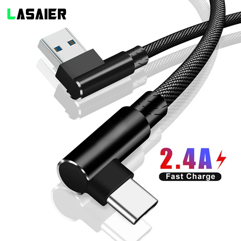 1 2 3 Meter USB Type C cable 90 Degree Right Angle Mobile Phone Charging Cables