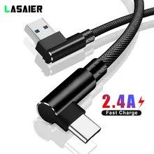 1 2 3 Meter USB Type C cable 90 Degree Right Angle Mobile Phone Charging Cables