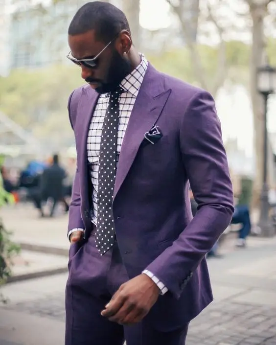 Для мужчин костюмы 2017 индивидуальный заказ Фиолетовый Повседневное Для мужчин костюмы Slim Fit Жених дружки Блейзер Костюмы для Для мужчин 2