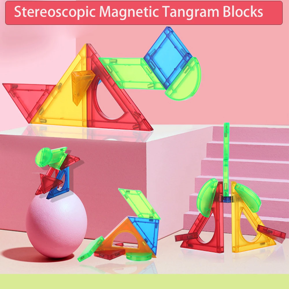 

New 3D Magnetic Tangram Building Blocks For Gift DIY Colorful Magnet Designer Construction Bricks Educational Kids For Toys