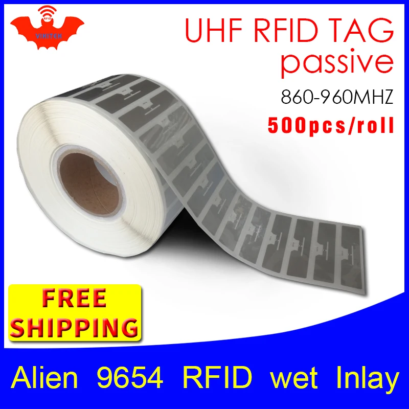 RFID метка UHF наклейка Alien 9654 EPC 6C влажная инкрустация 915mhz868mhz860 960MHZ Higgs3 500 шт