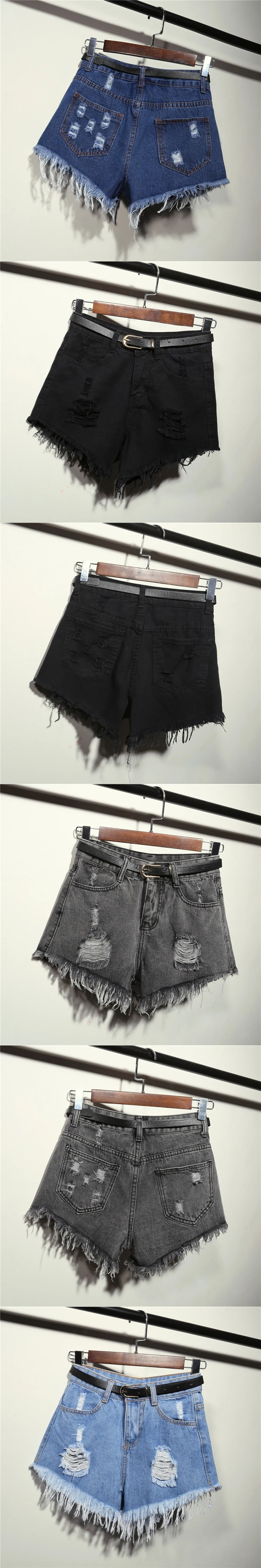 Бренд thoshine Летний стиль Для женщин рваные с дырками джинсовые пикантные Короткие шорты женские Высокая Талия джинсовые мини-шорты леди