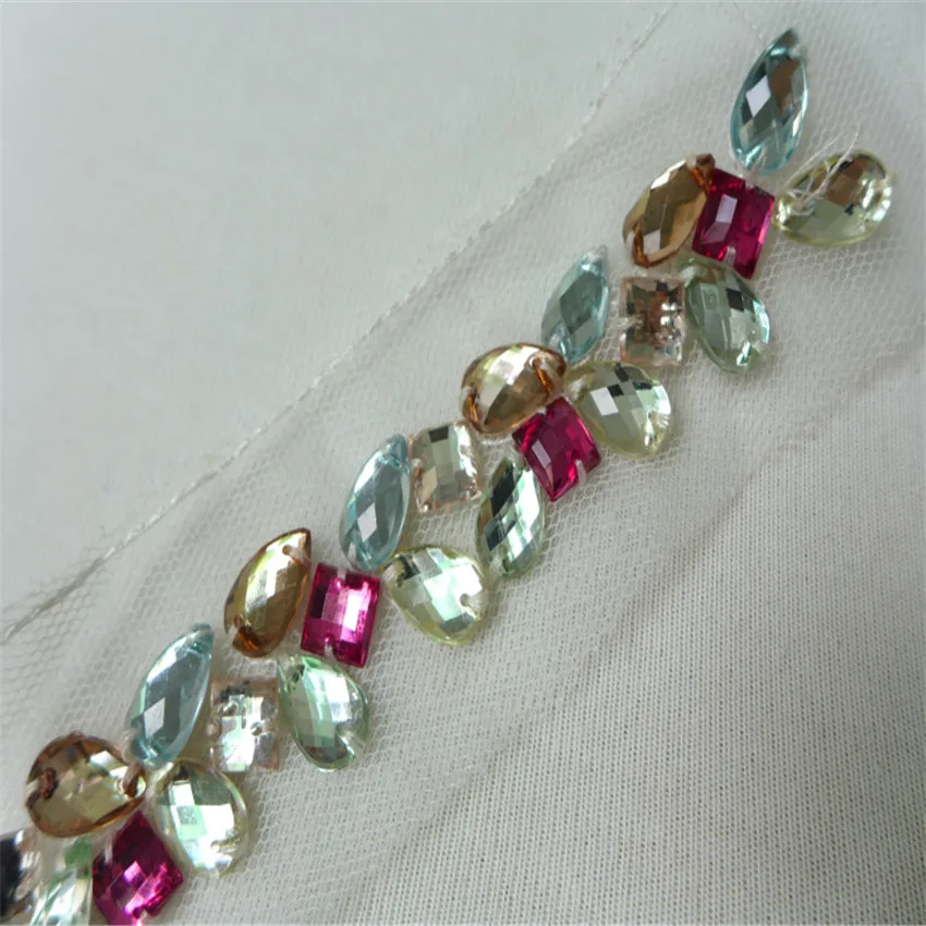 4cm Pearl Beaded Lace Trim With Rhinestone Retro Mesh Fabric Braid Lace