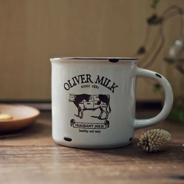 Best Price New KEYAMA Do the old ceramic imitation enamel breakfast milk mugs Office coffee tea cups Cows Hedgehog  Navigation patterns 