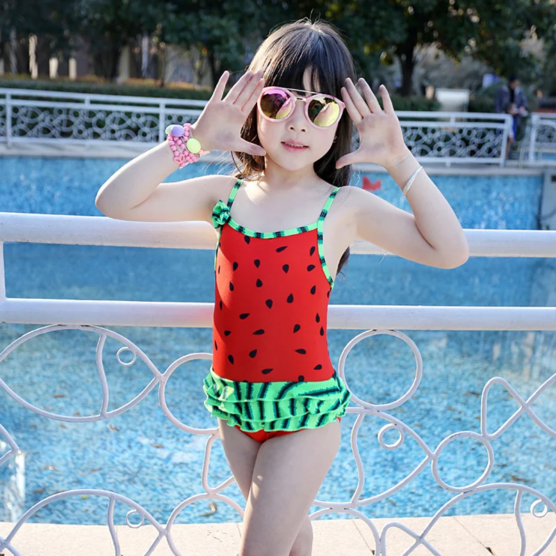 

cute baby girl swimwear one piece watermelon model 75-100cm/2-5Y girls swimsuit kid/children swimming Suit free shipping