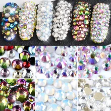 Opal White Crystal Glass Nail Art Rhinestones 1 Pack Mixed Sizes Colorful Non Hotfix Flatback Strass 3D Manicure Decorations mix sizes opal colors crystal glass non hotfix flatback rhinestones strass nail art nails accessoires nail art decoration