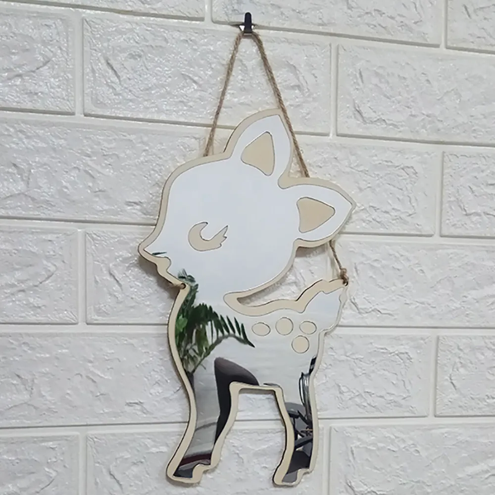 Decoración de pared con espejo decorativo de dibujos animados para niños, cuarto de baño, cuarto de bebé, conejo, estrella, madera, Acrílico Decoración de pared con espejo decorativo de dibujos animados para niños, cuarto de baño, cuarto de bebé, conejo, estrella, madera, Acrílico